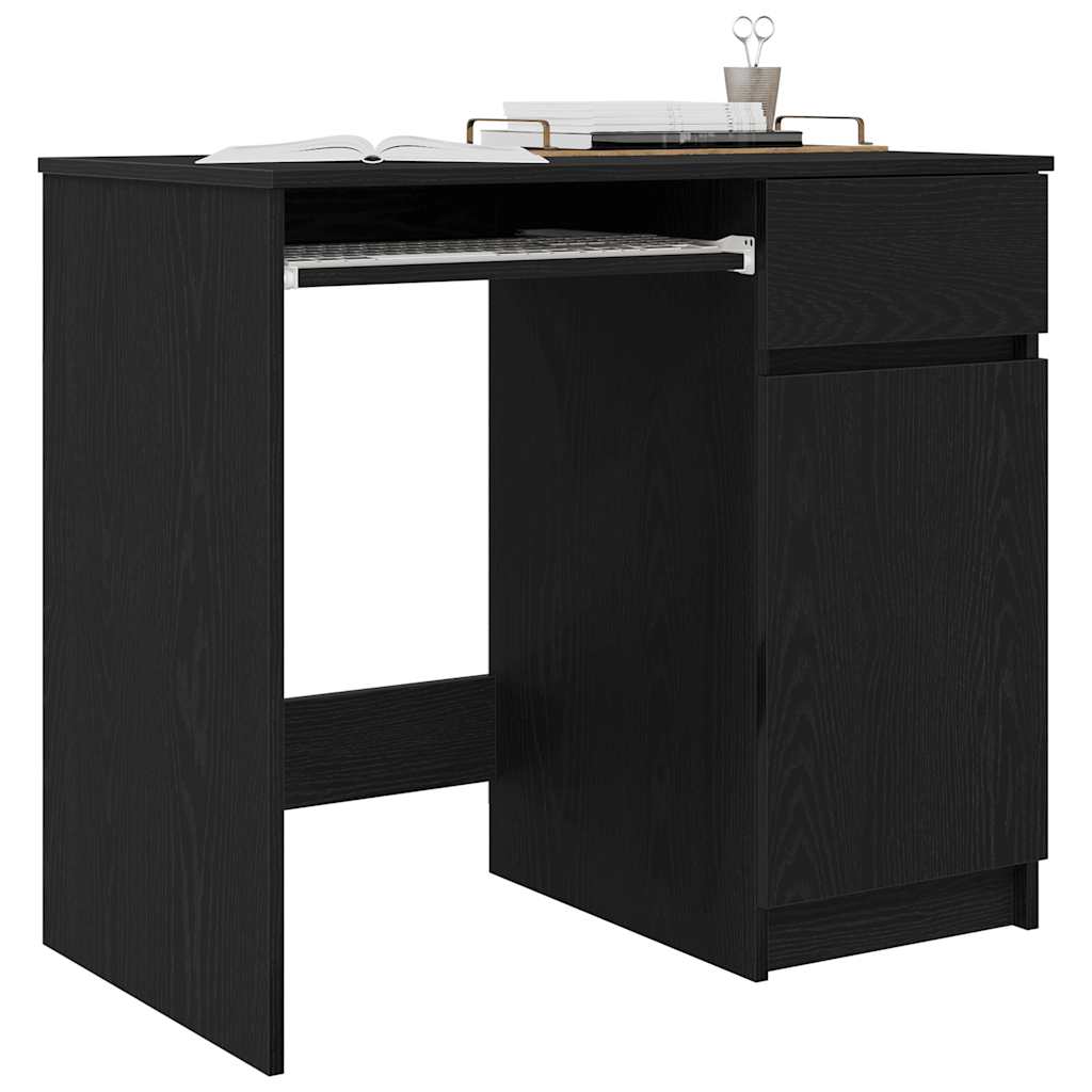 skrivebord 86x49x76 cm konstrueret træ sort-eg