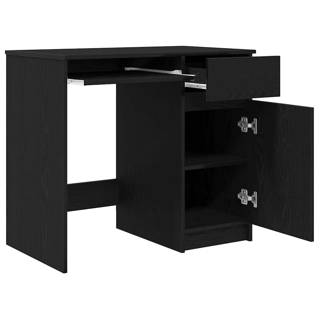 skrivebord 86x49x76 cm konstrueret træ sort-eg