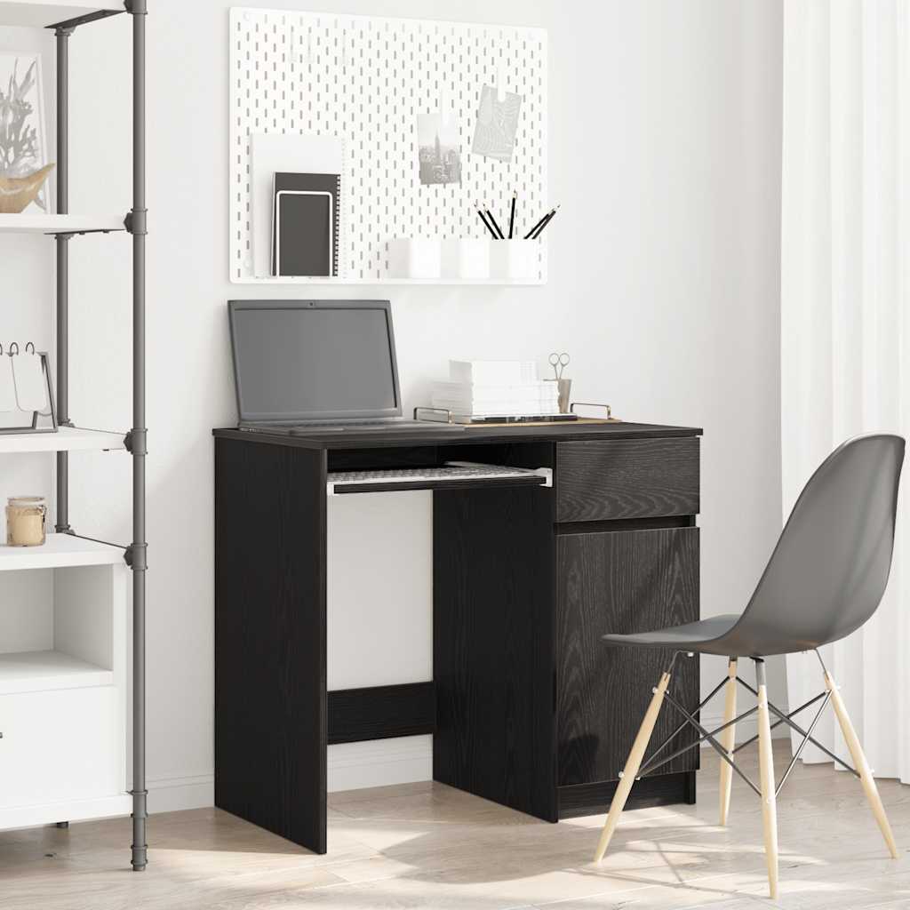 skrivebord 86x49x76 cm konstrueret træ sort-eg