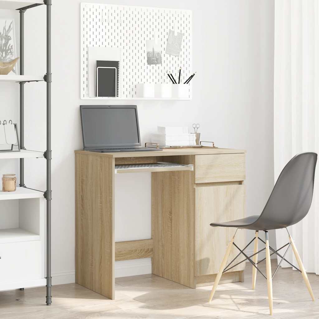 skrivebord 86x49x76 cm konstrueret træ sonoma-eg