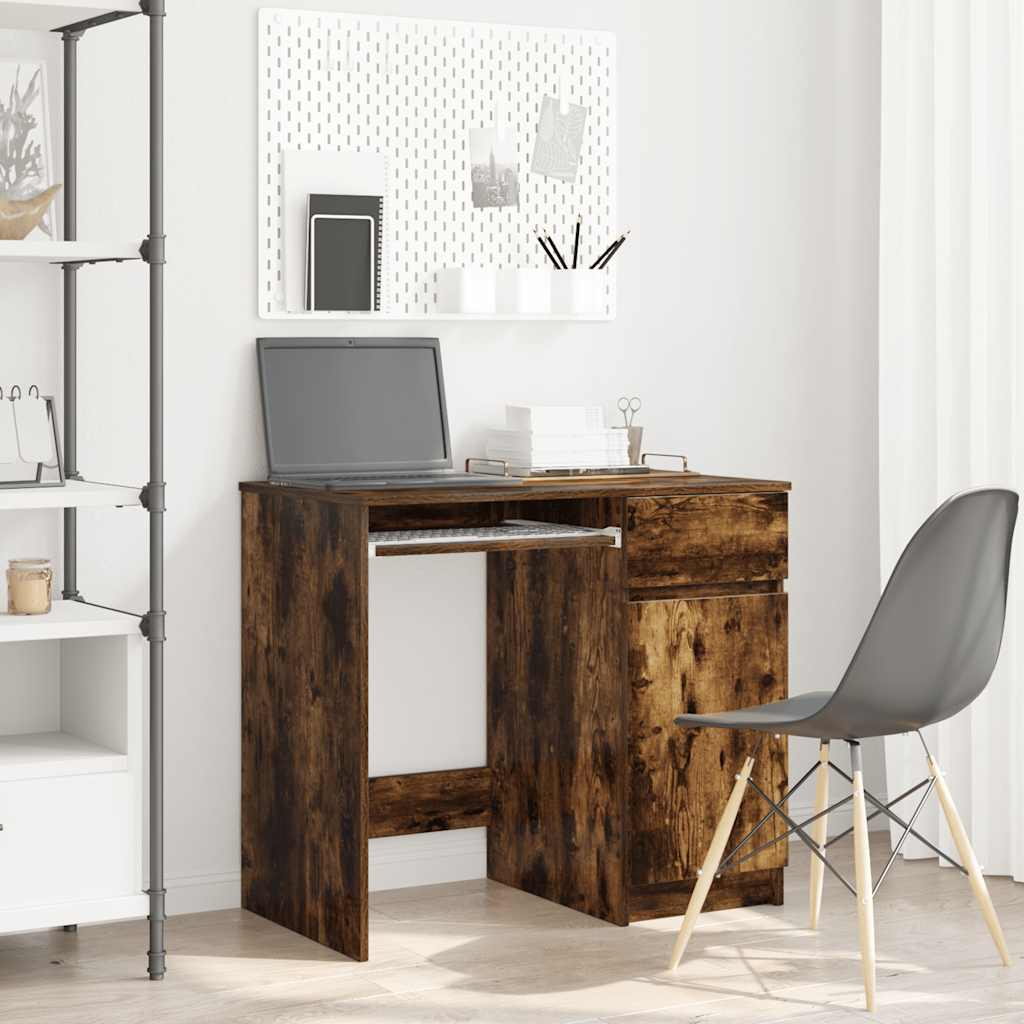 skrivebord 86x49x76 cm konstrueret træ røget egetræsfarve