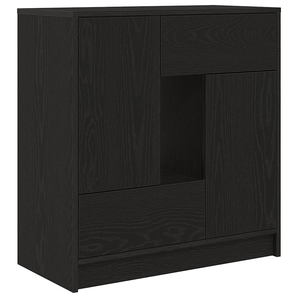 skænk med skuffer og låger 70,5x34x74,5 cm sort egetræ