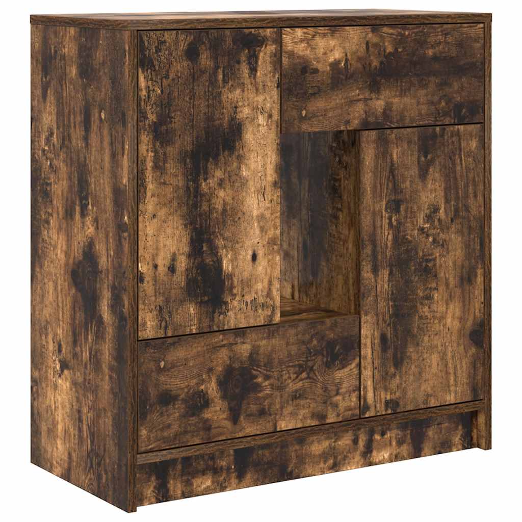 skænk med skuffer og låger 70,5x34x74,5 cm røget egetræ