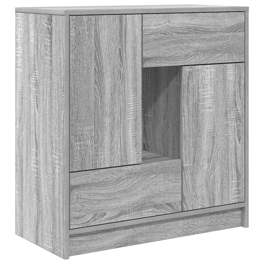 skænk med skuffer og låger 70,5x34x74,5 cm grå sonoma-eg
