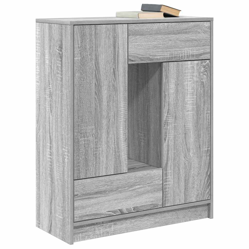 skænk med skuffer og låger 73x31x90 cm grå sonoma-eg