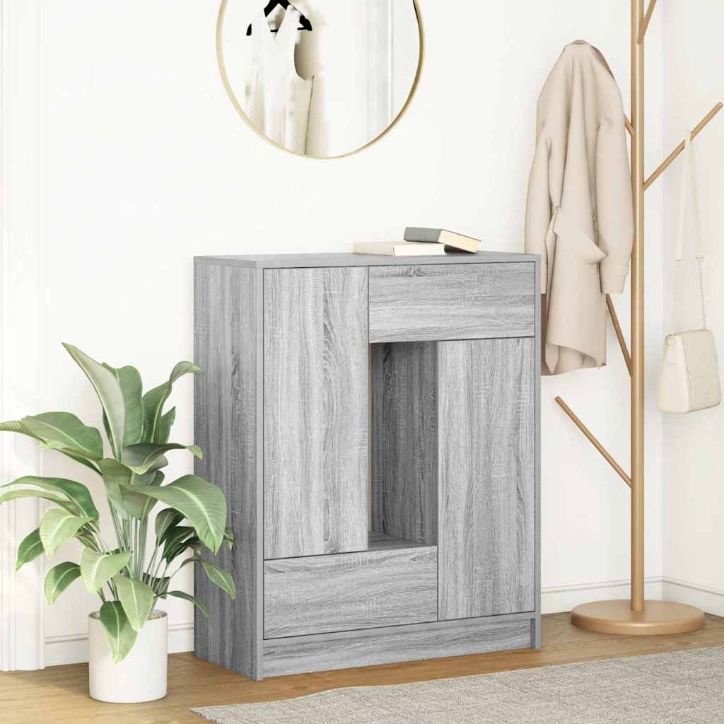 skænk med skuffer og låger 73x31x90 cm grå sonoma-eg