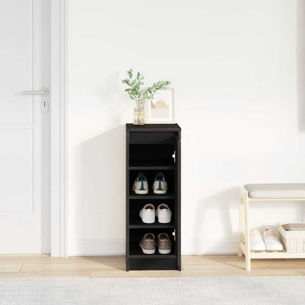 skoreol 29,5x34x76 cm konstrueret træ sort egetræsfarve