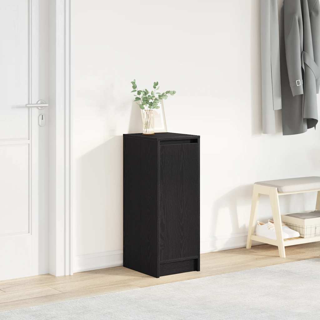 skoreol 29,5x34x76 cm konstrueret træ sort egetræsfarve