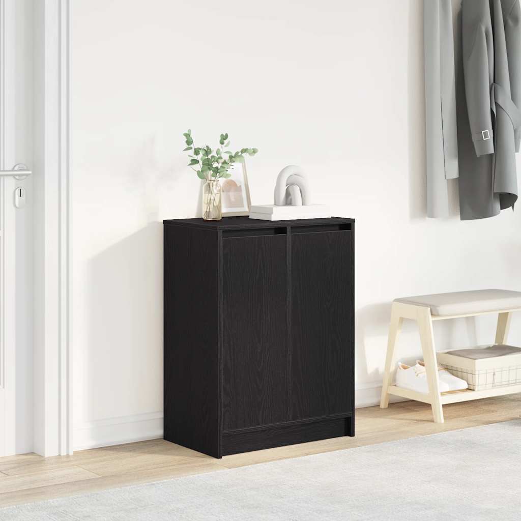 skoreol 57x34x76 cm konstrueret træ sort egetræsfarve