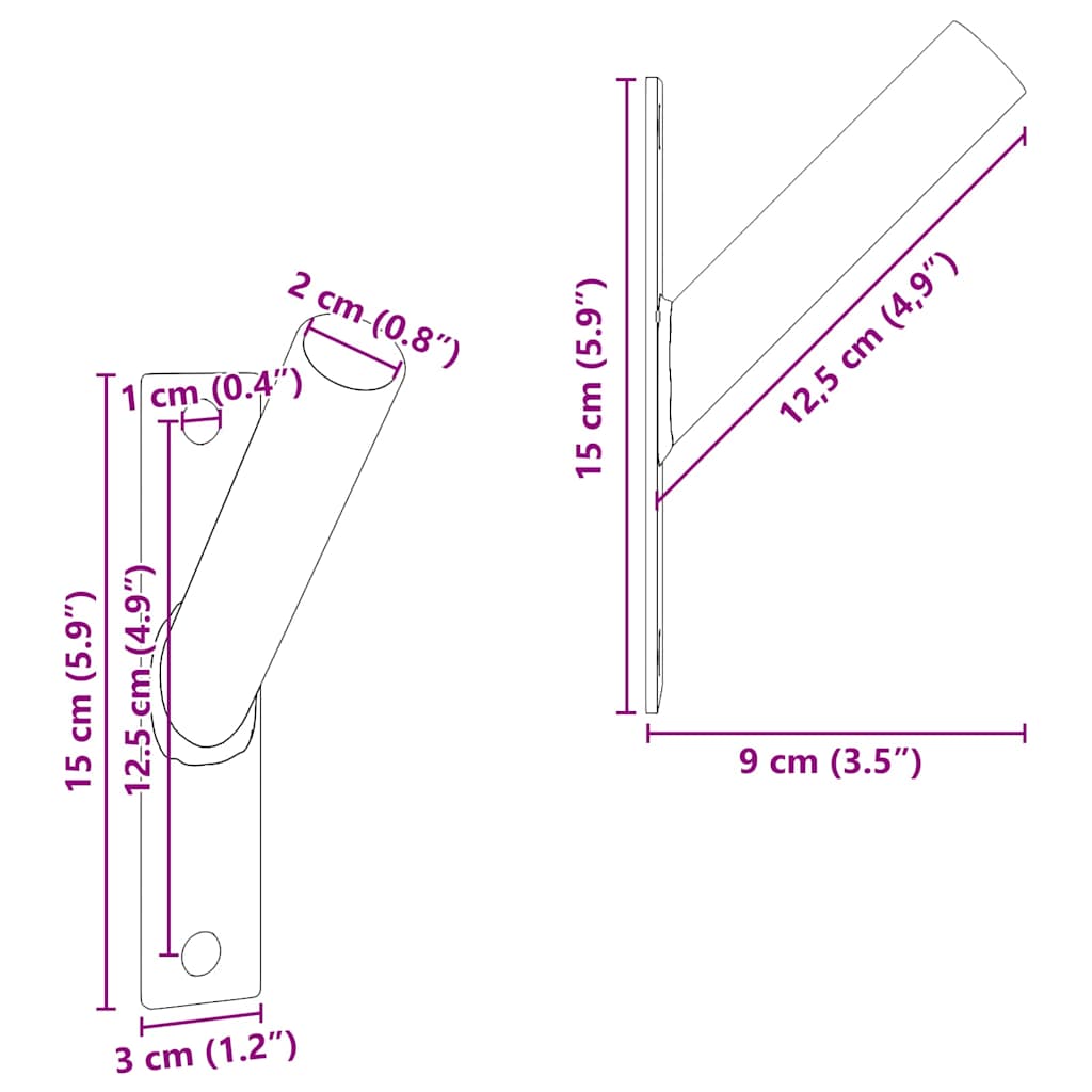 Flag Pol Holde Sort 15 x 3 x 0,35 cm Stål