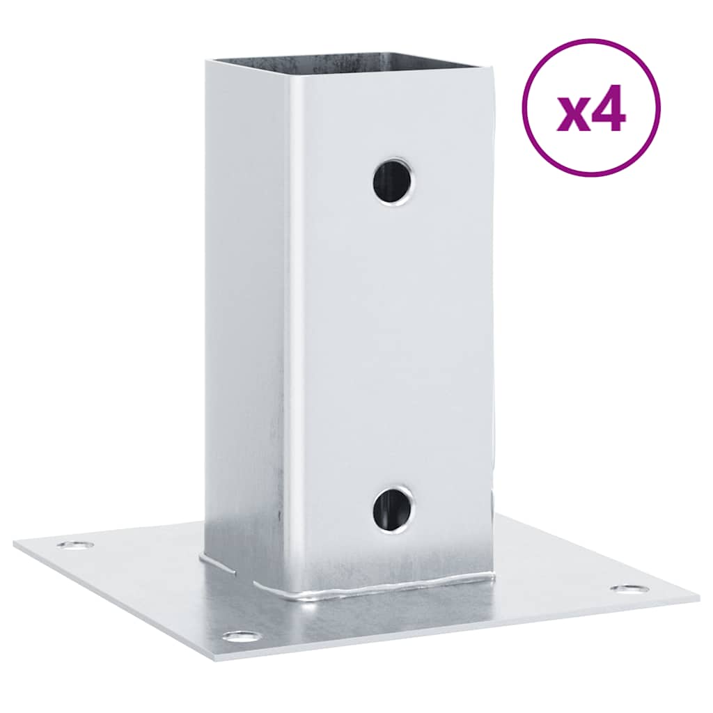 stolpefødder firkantet 4 stk. 61x61 mm galvaniseret stål