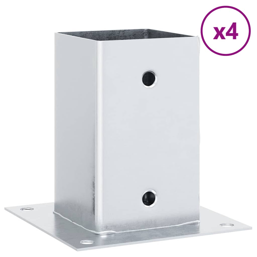 stolpefødder firkantet 4 stk. 81x81 mm galvaniseret stål