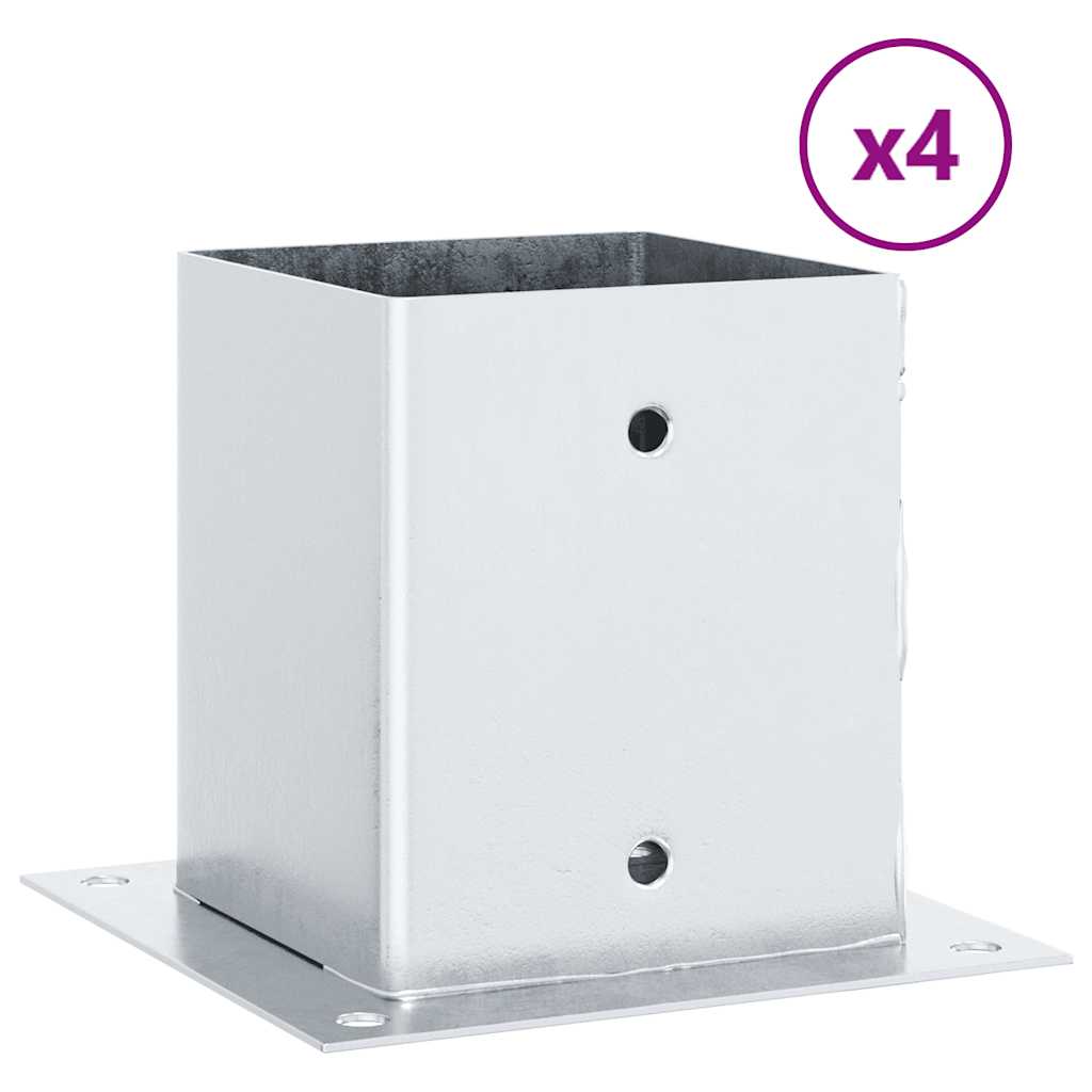 stolpefødder firkantet 4 stk. 101x101 mm galvaniseret stål