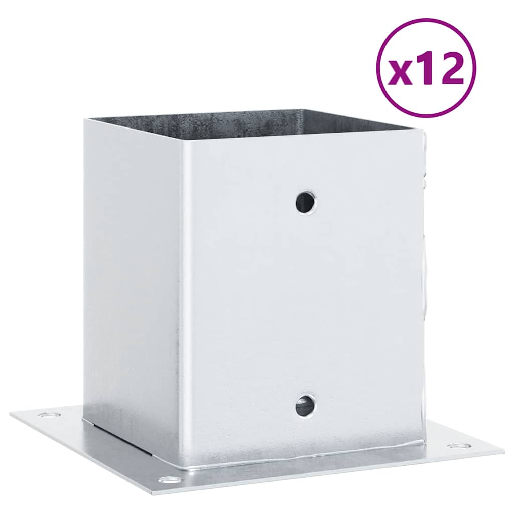 stolpefødder firkantet 12 stk. 101x101 mm galvaniseret stål
