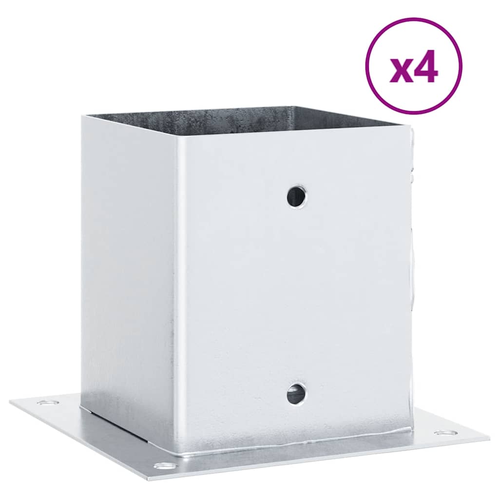 stolpefødder firkantet 4 stk. 121x121 mm galvaniseret stål