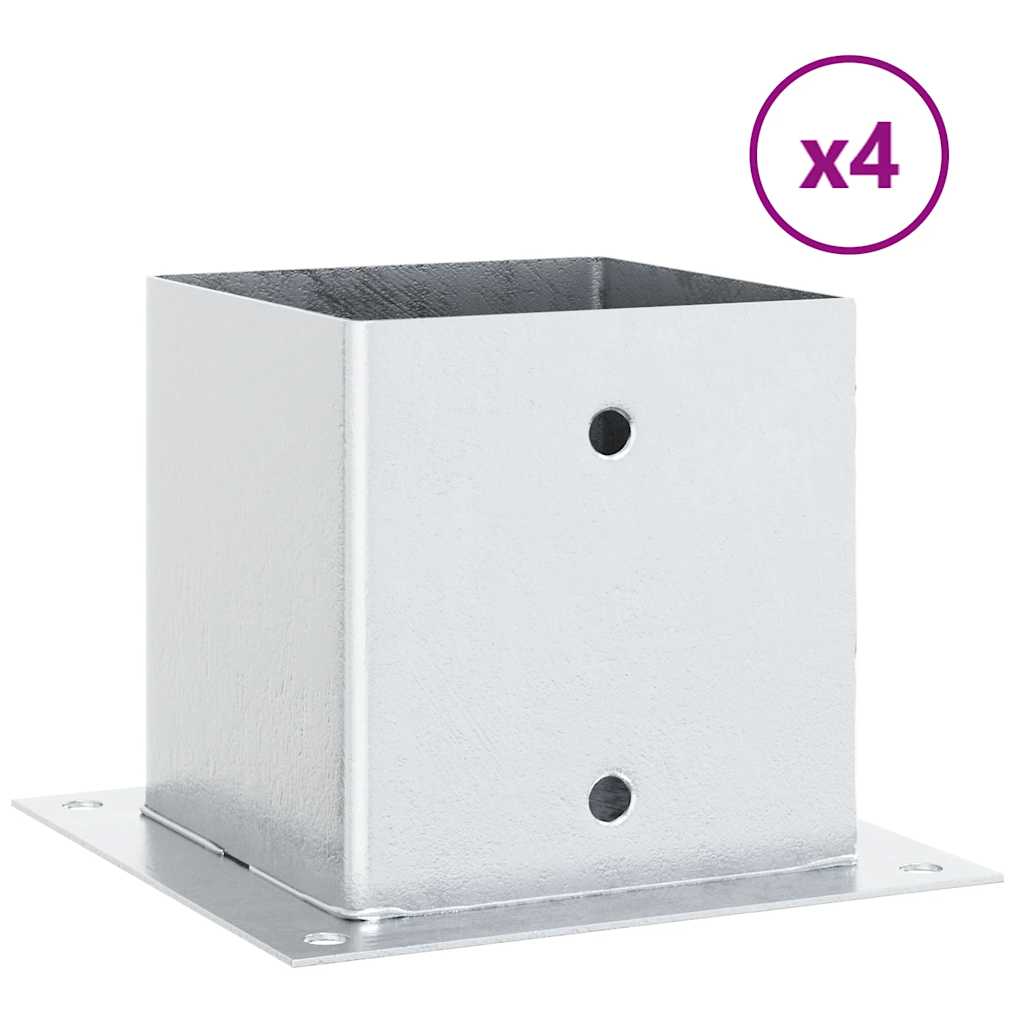 stolpefødder firkantet 4 stk. 141x141 mm galvaniseret stål