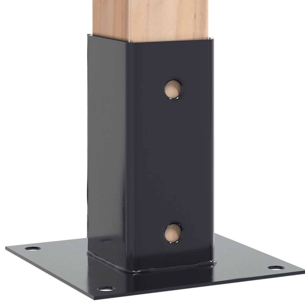 stolpefødder firkantet 4 stk. 61x61 mm pulverlakeret stål