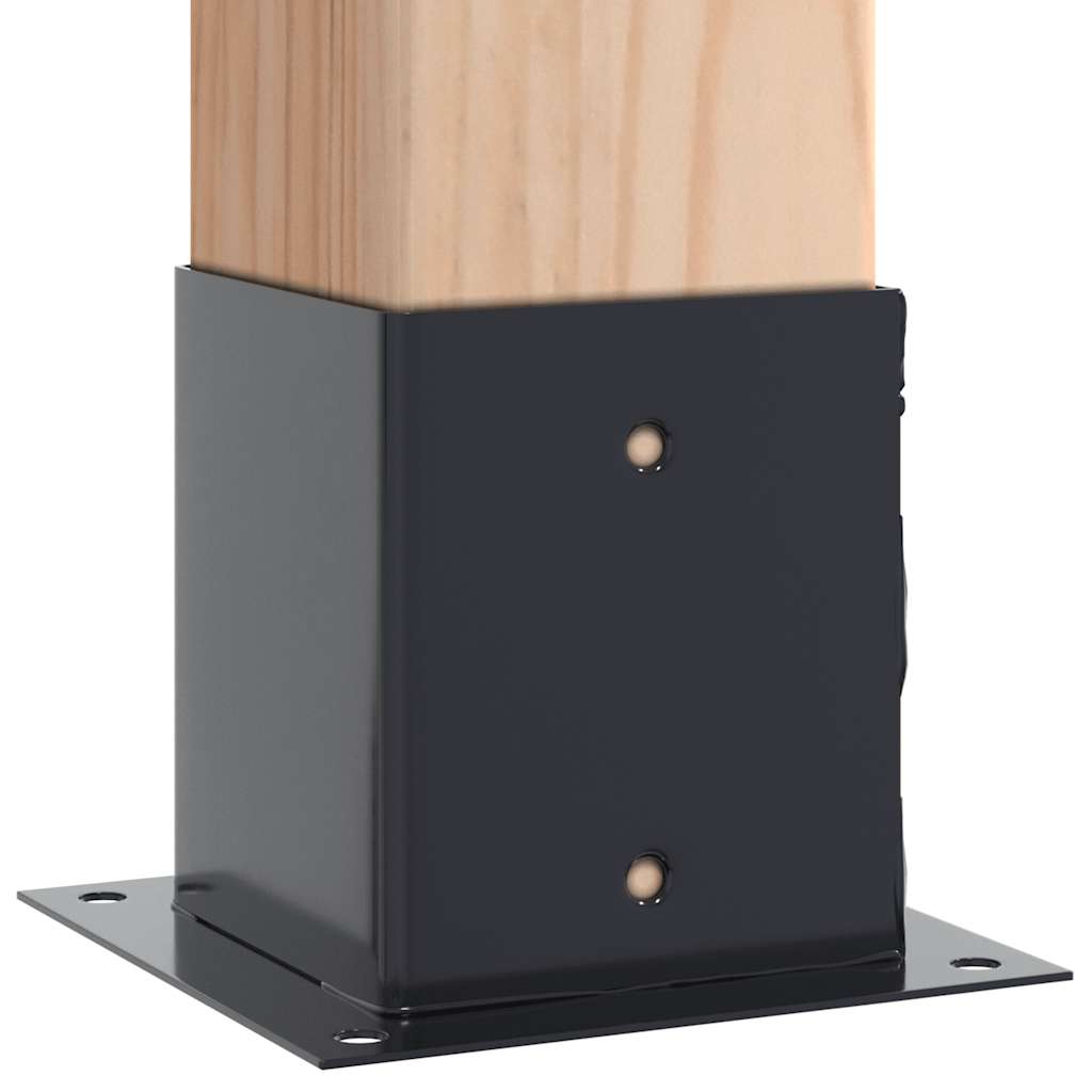 stolpefødder firkantet 4 stk. 121x121 mm pulverlakeret stål
