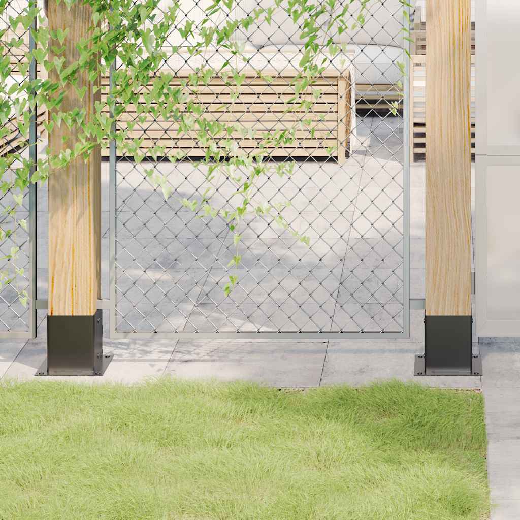 stolpefødder firkantet 4 stk. 121x121 mm pulverlakeret stål