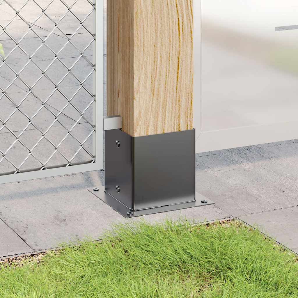 stolpefødder firkantet 4 stk. 141x141 mm pulverlakeret stål