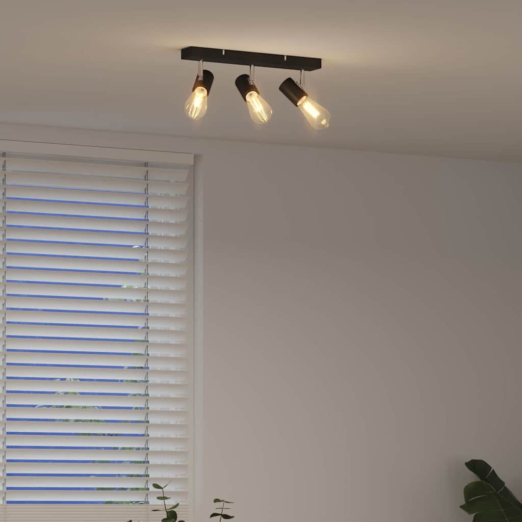 Loftsspot med spotlights Sort 38 x 6,5 x 11,5 cm Metal