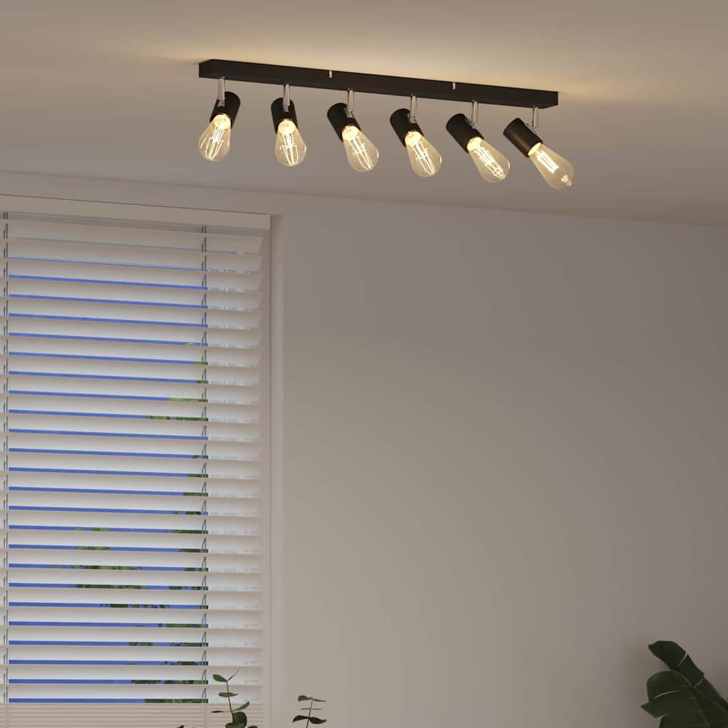 Loftsspot med spotlights Sort 73 x 6,5 x 11,5 cm Metal