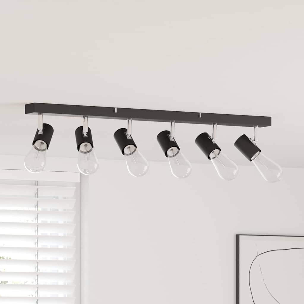 Loftsspot med spotlights Sort 73 x 6,5 x 11,5 cm Metal