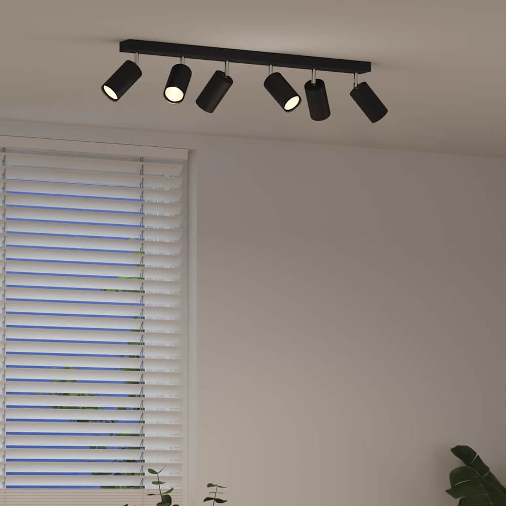 Loftsspot med spotlights Sort 73 x 6 x 16 cm Metal