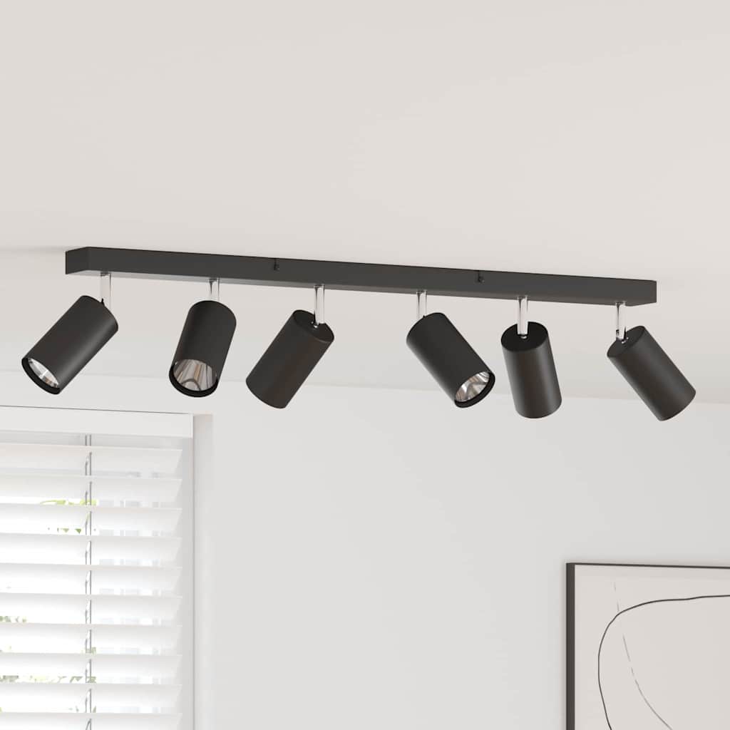 Loftsspot med spotlights Sort 73 x 6 x 16 cm Metal