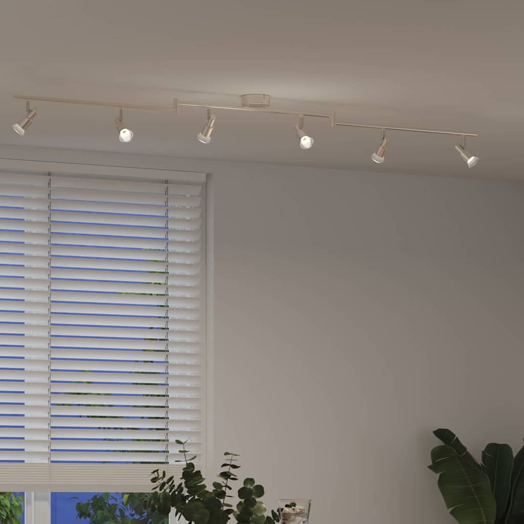 Loftsspot med spotlights Nikkel 176,5 x 9,5 x 14 cm Stål