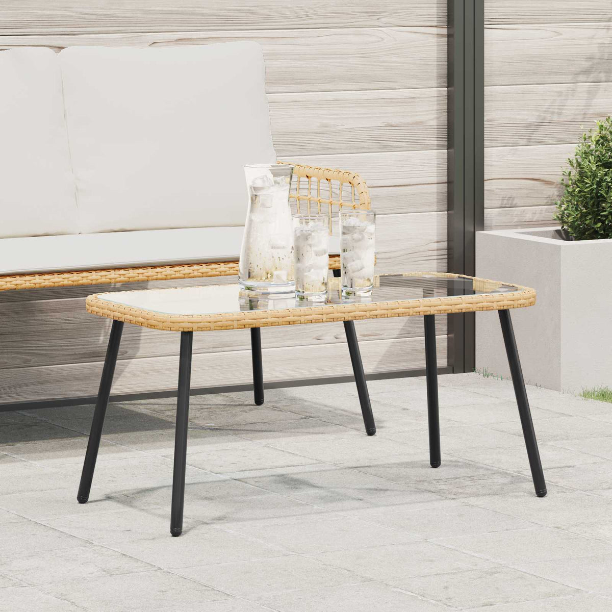 Sofabord Brun og sort 90 x 45 x 43 cm polyrattan