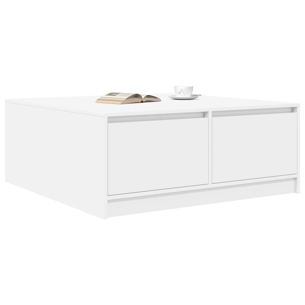 sofabord med skuffer 100x100x40 cm hvid