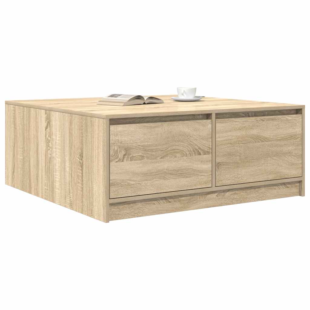 sofabord med skuffer 100x100x40 cm sonoma-eg