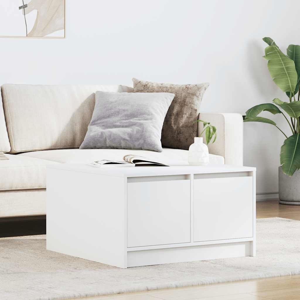 sofabord med skuffer 70,5x70x40 cm hvid