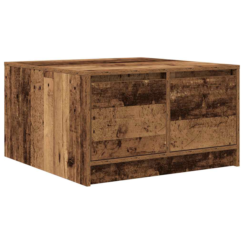 sofabord med skuffer 70,5x70x40 cm gammelt træ-look