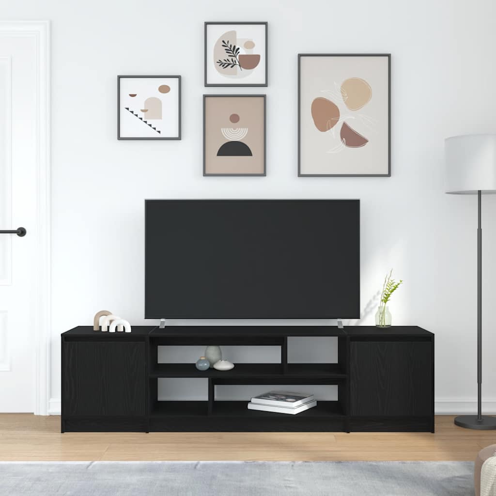 tv-bord 188,5x41x50 cm konstrueret træ sort egetræsfarve