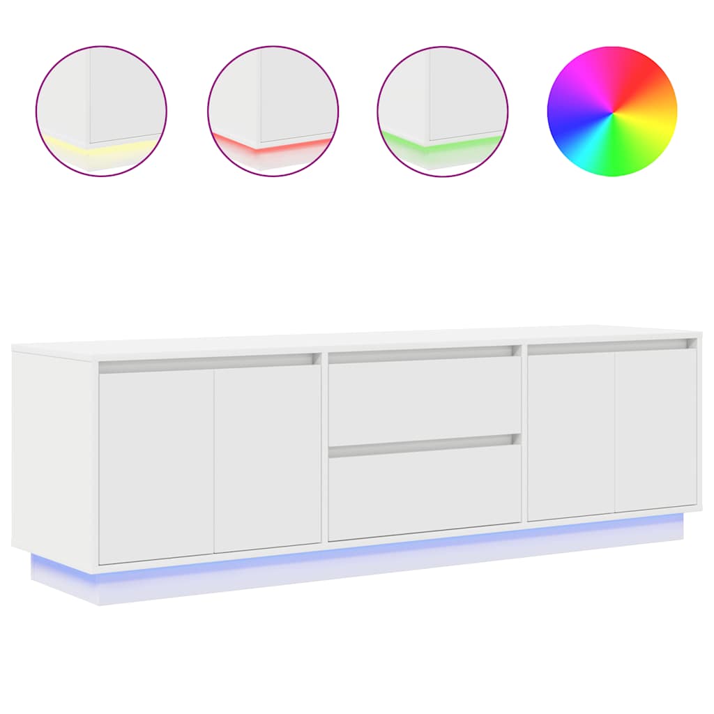 tv-bord med LED-lys 160,5x41x50 cm hvid