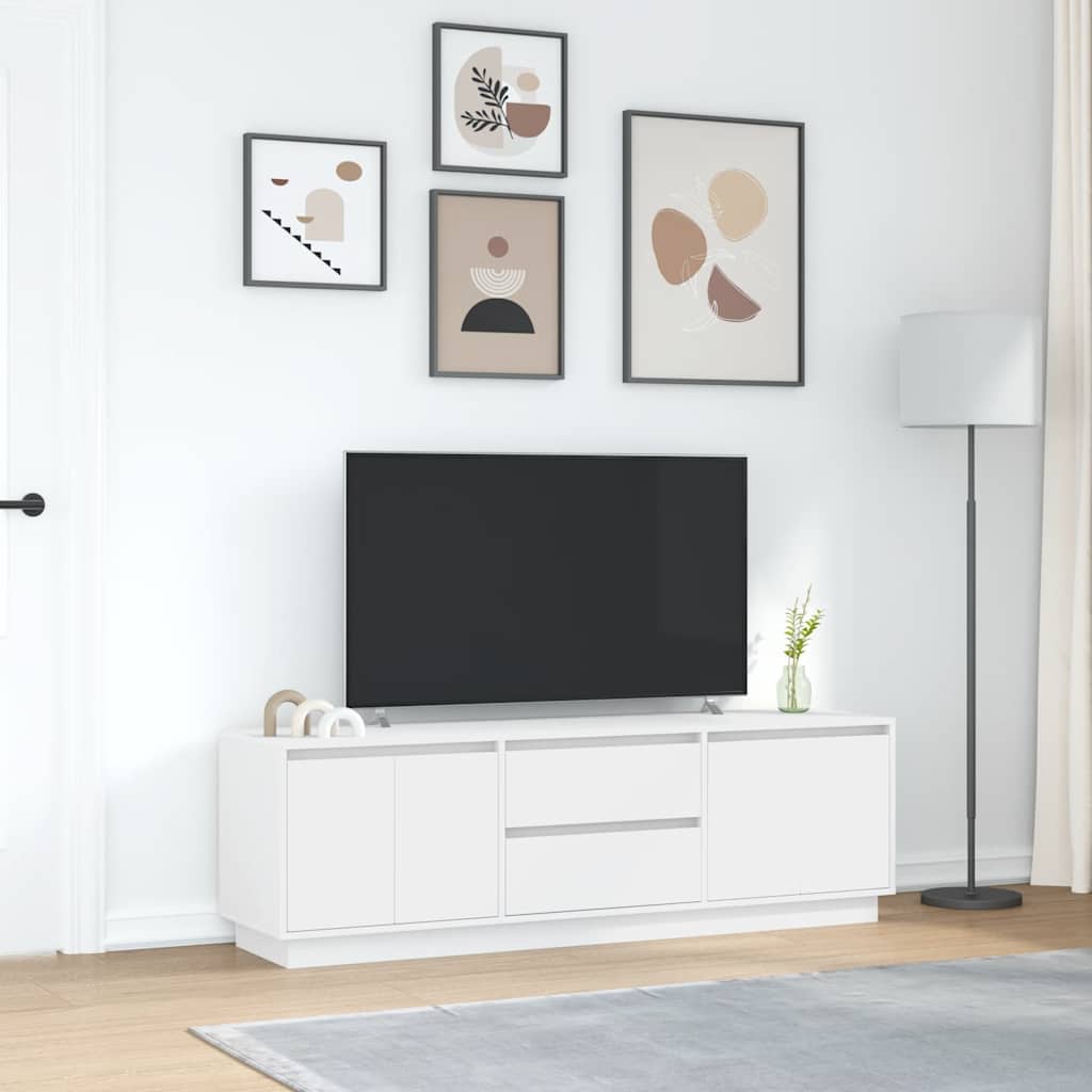 tv-bord med LED-lys 160,5x41x50 cm hvid