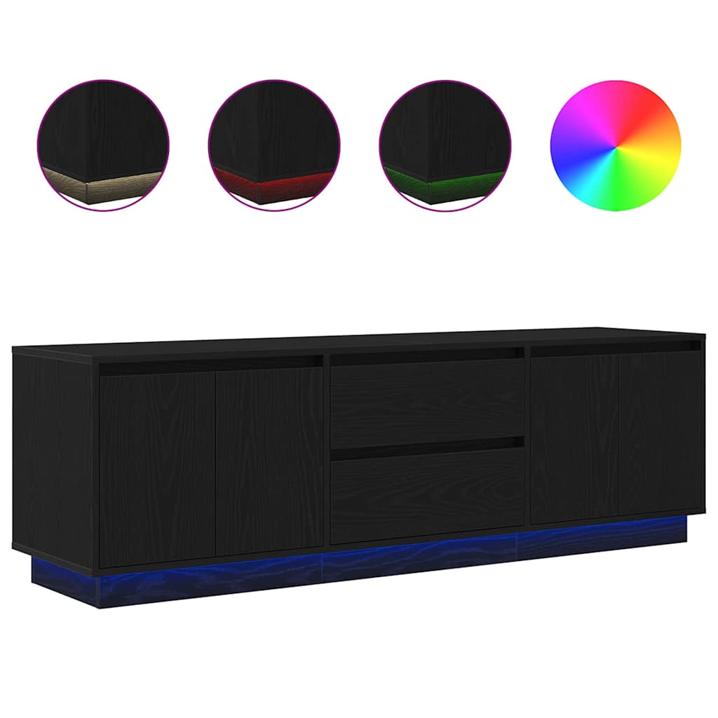 tv-skab med LED-lys 160,5x41x50 cm sort-eg
