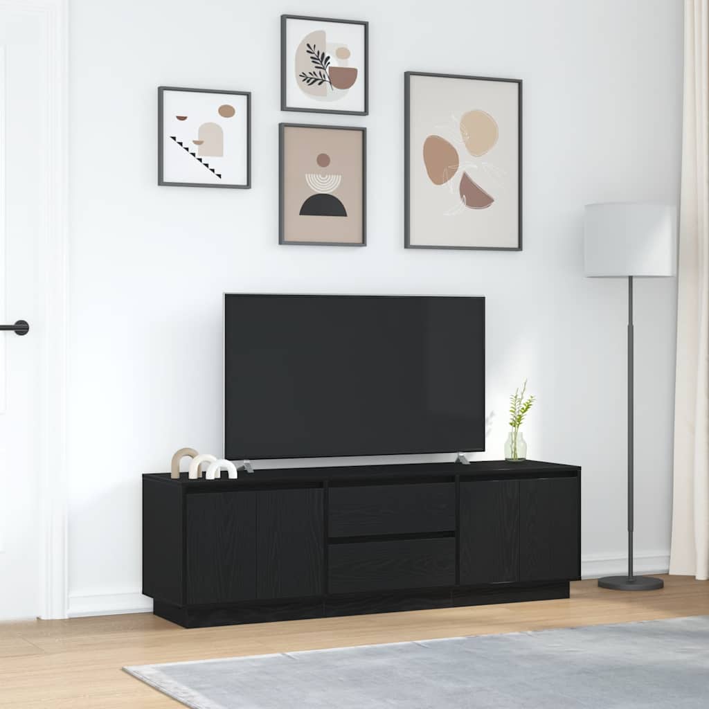 tv-skab med LED-lys 160,5x41x50 cm sort-eg