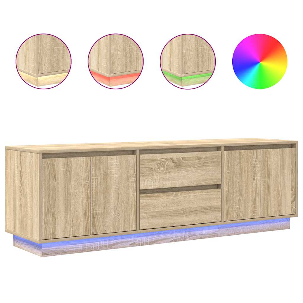 tv-bord med LED-lys 160,5x41x50 cm sonoma-eg