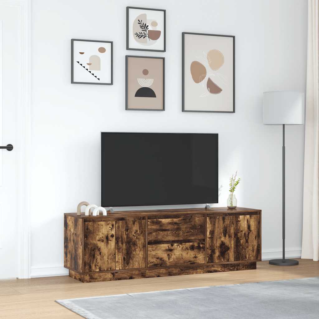 tv-bord med LED-lys 160,5x41x50 cm røget egetræsfarve