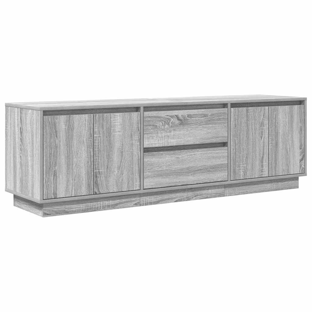 tv-bord med LED-lys 160,5x41x50 cm grå sonoma-eg