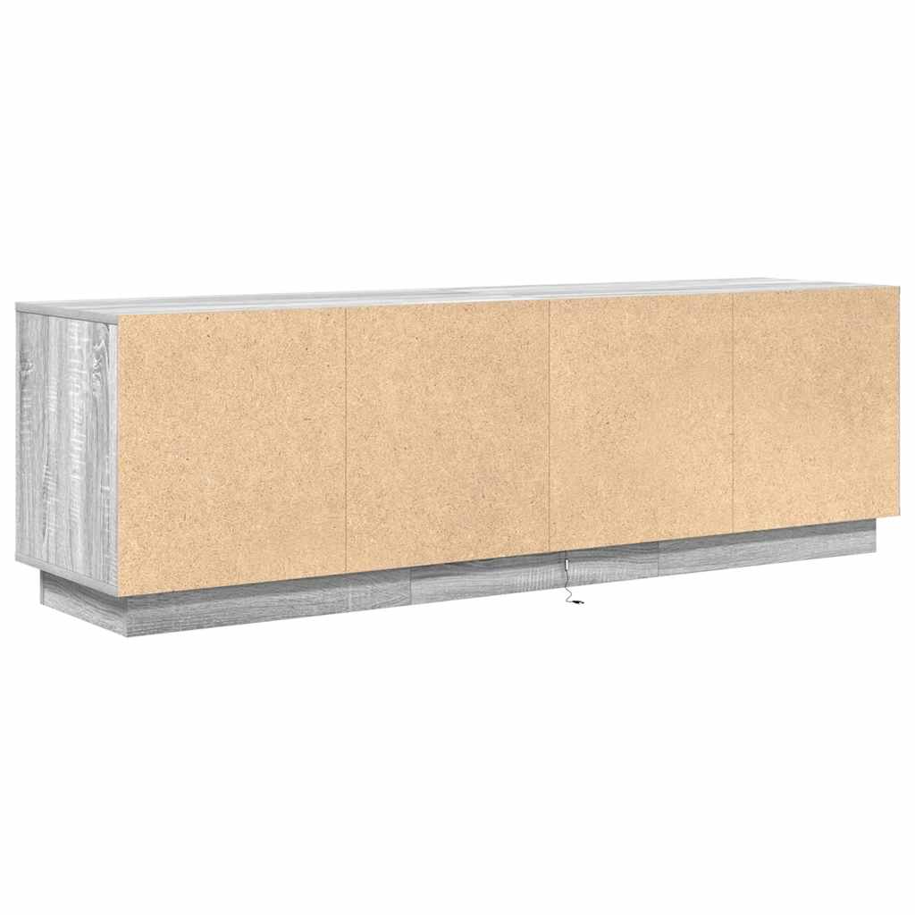 tv-bord med LED-lys 160,5x41x50 cm grå sonoma-eg
