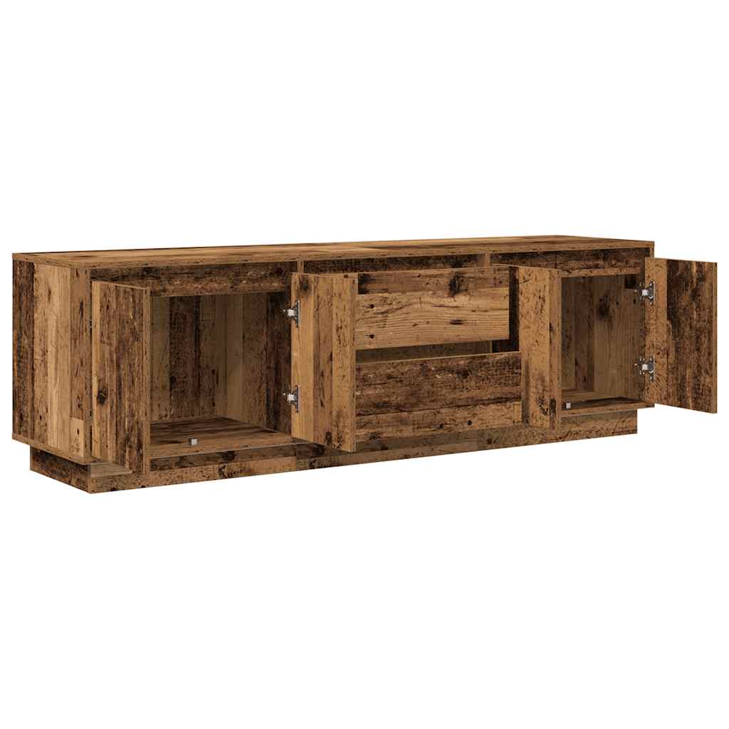 tv-bord med LED-lys 160,5x41x50 cm antikt træ
