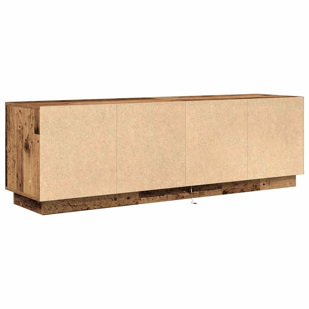 tv-bord med LED-lys 160,5x41x50 cm antikt træ
