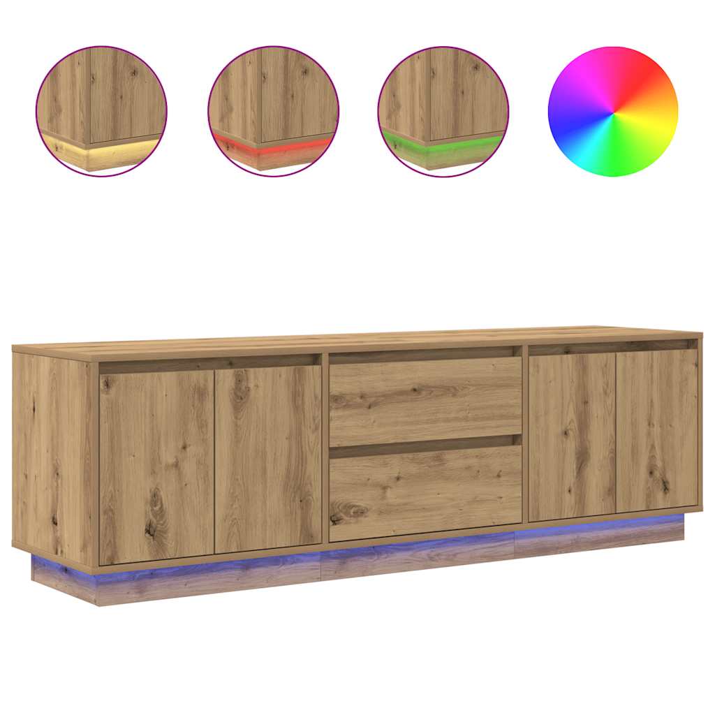 tv-bord med LED-lys 160,5x41x50 cm kunsteg