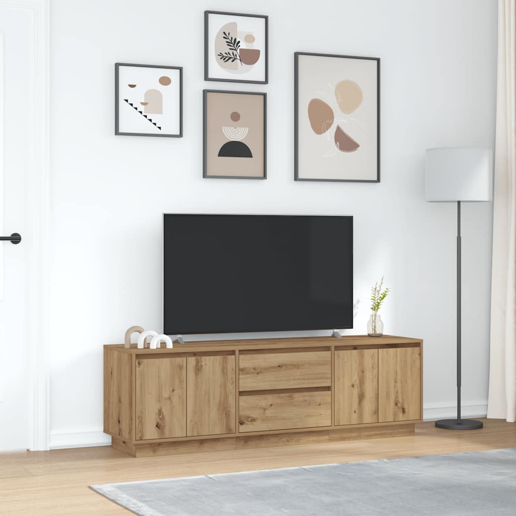 tv-bord med LED-lys 160,5x41x50 cm kunsteg