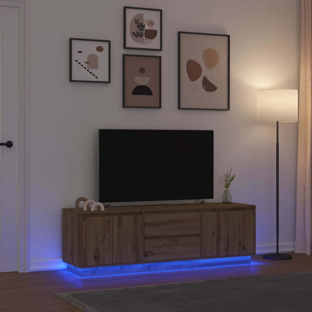 tv-bord med LED-lys 160,5x41x50 cm kunsteg