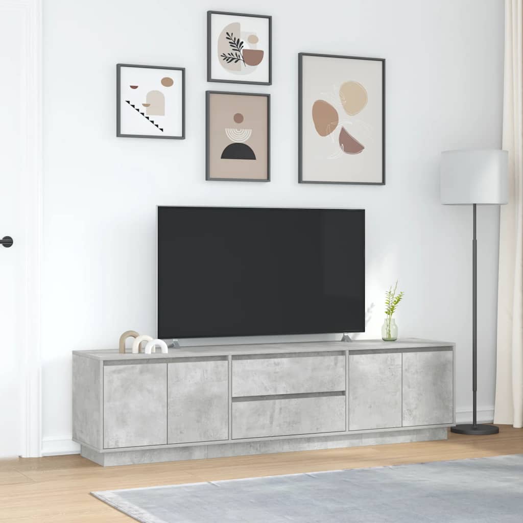 tv-bord med LED-lys 193,5x41x50 cm betongrå